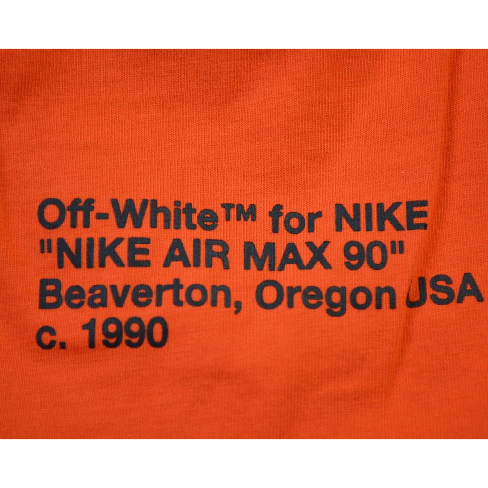 Nike Off-White Air Max 90 Tuxedo Eagle Orange T-Shirt BQ0827-891 Mens Large - Picture 6 of 12